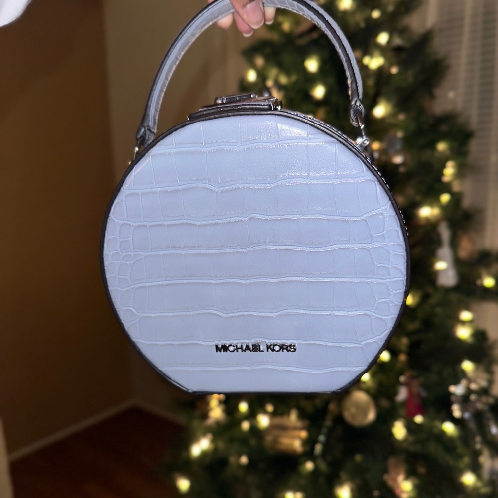 Michael Kors Crossbody Serena Croc Embossed Small Top Handle Circle Handbag